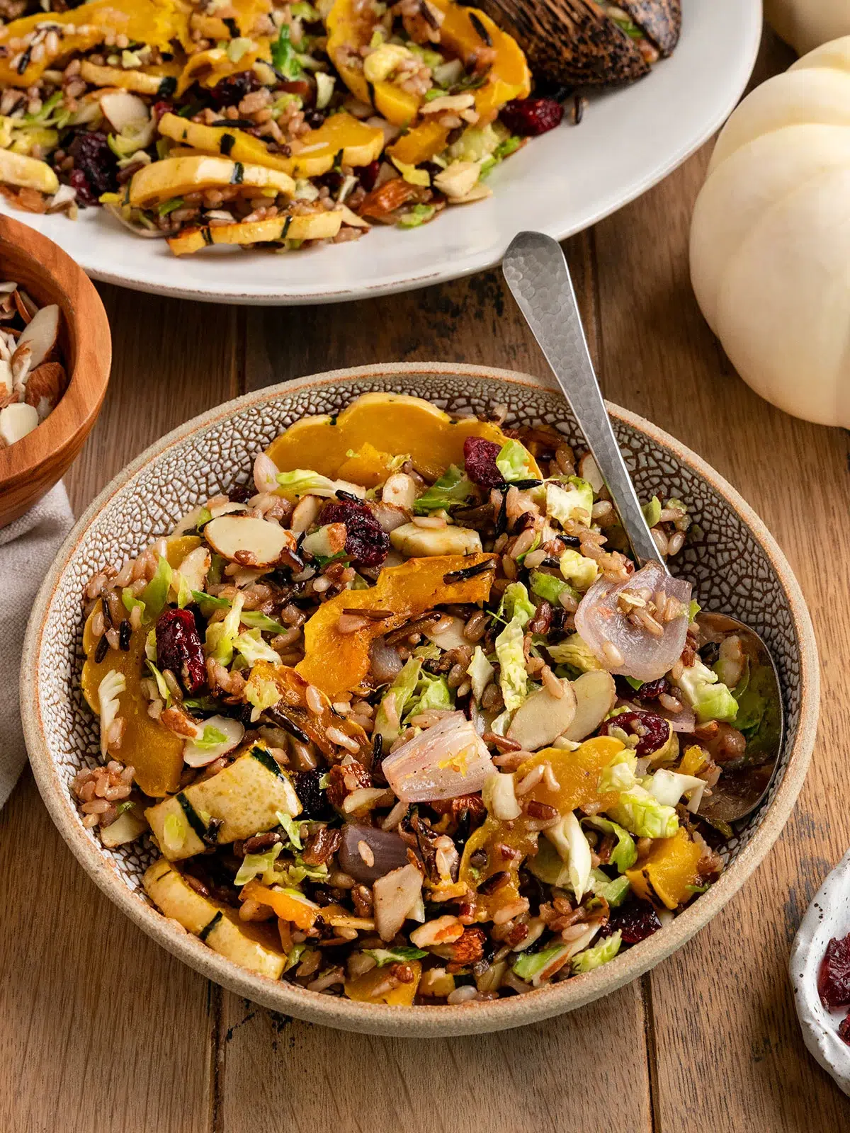 A vegan holiday salad recipe with cranberries and nuts.
