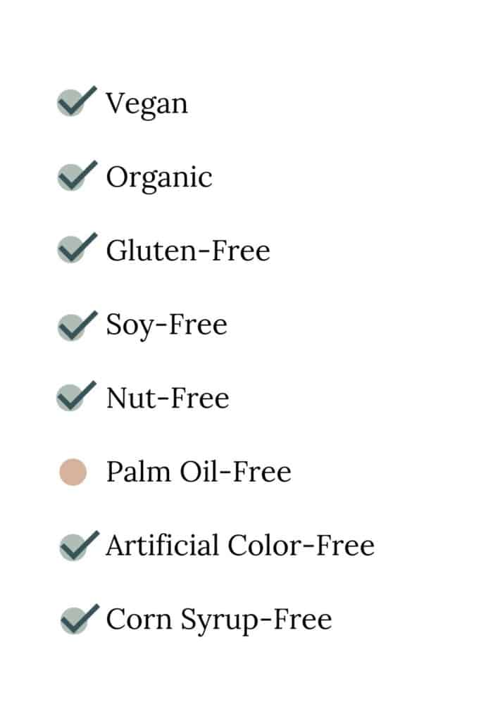 Dietary, allergen, and additive list for Wholly Wholesome Organic Gluten-Free 9” Pie Shells.