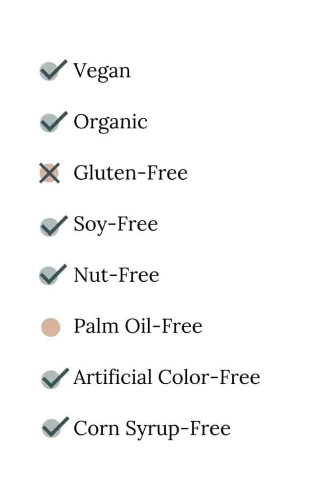 Dietary, allergen, and additive list for Wholly Wholesome Organic Traditional Pie Dough.