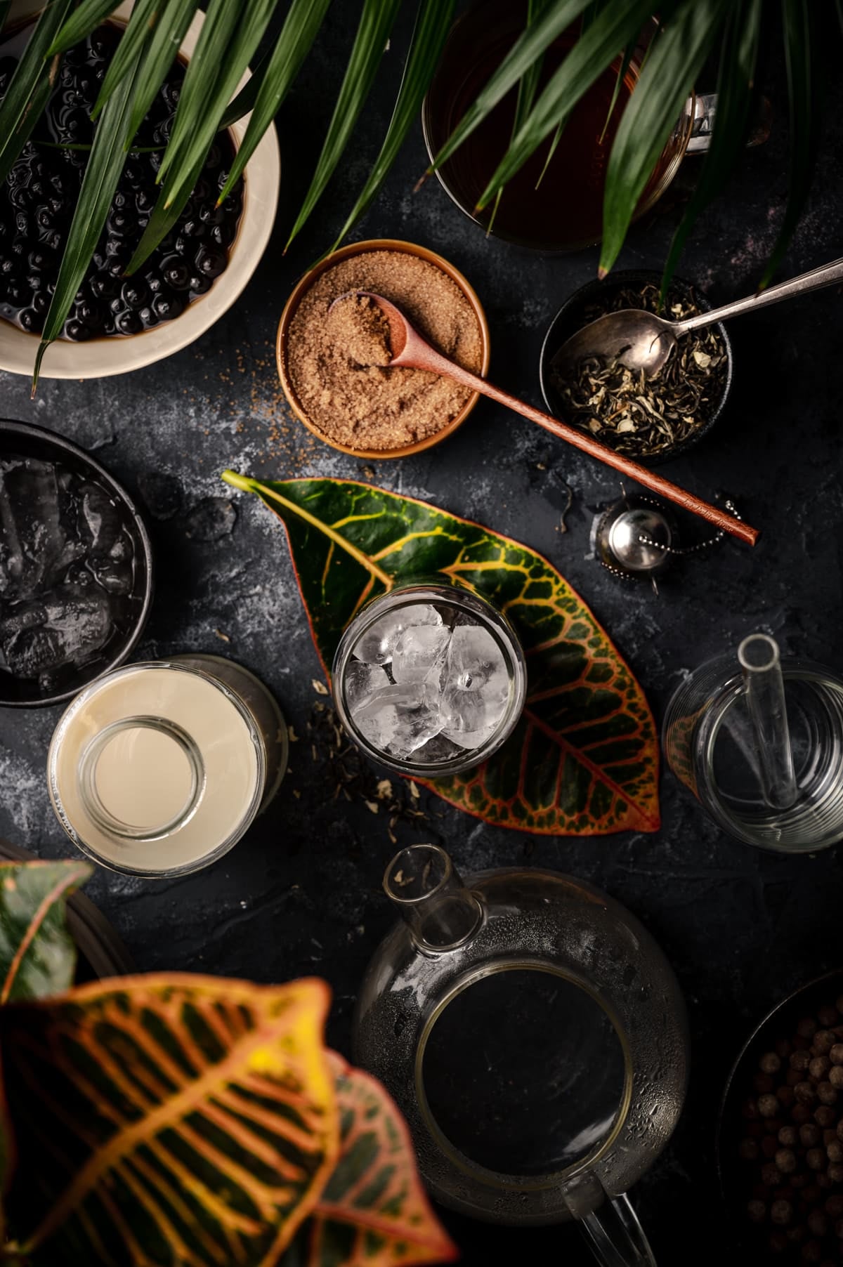 Ice added on top of the boba.