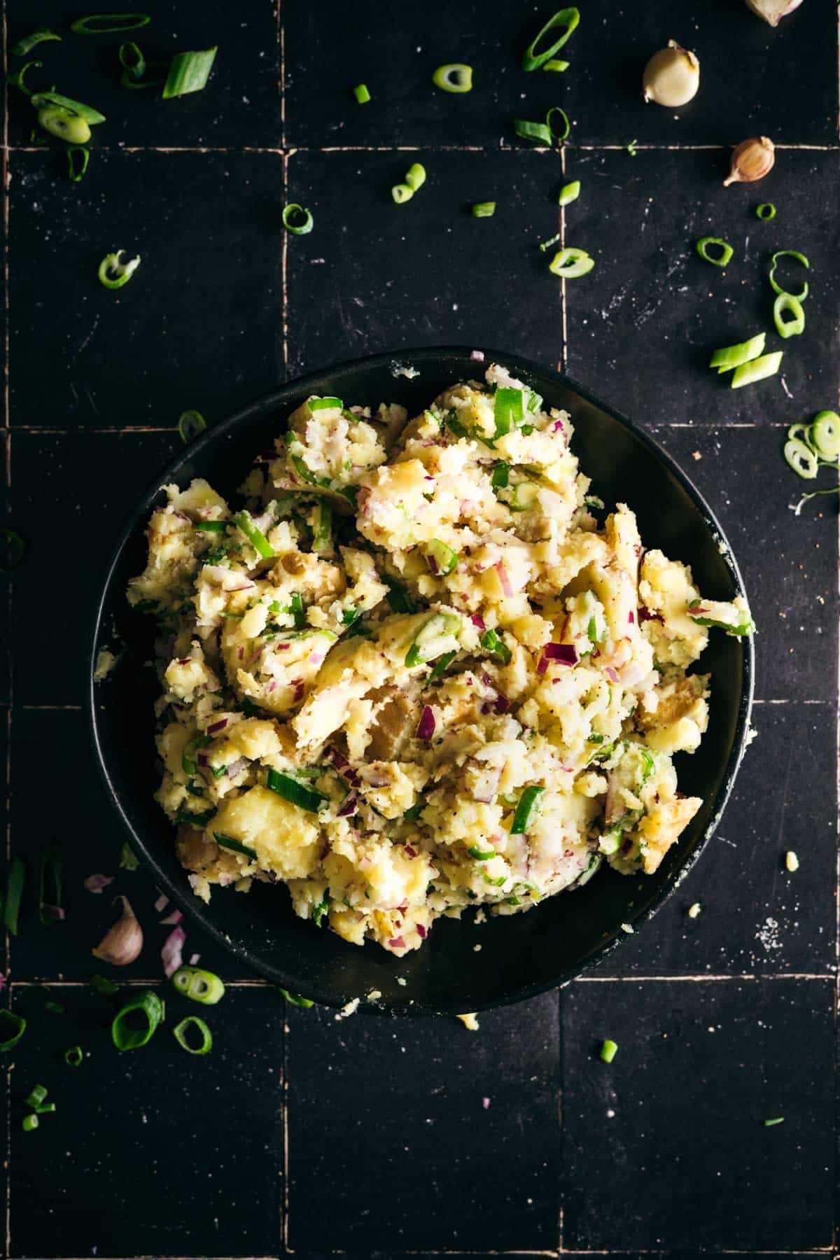 All of the ingredients for mashed potatoes combined.