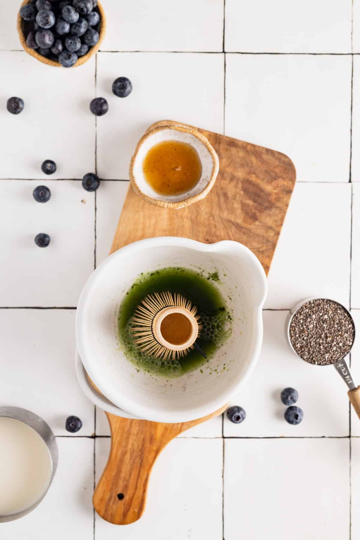 Bamboo whisk for stirring the matcha.