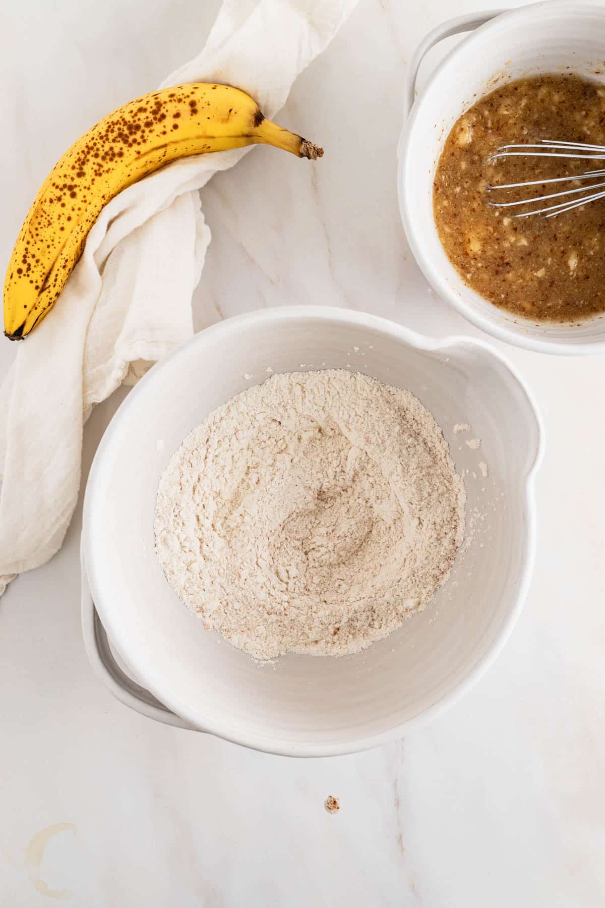 Ingredients for mini banana muffins.