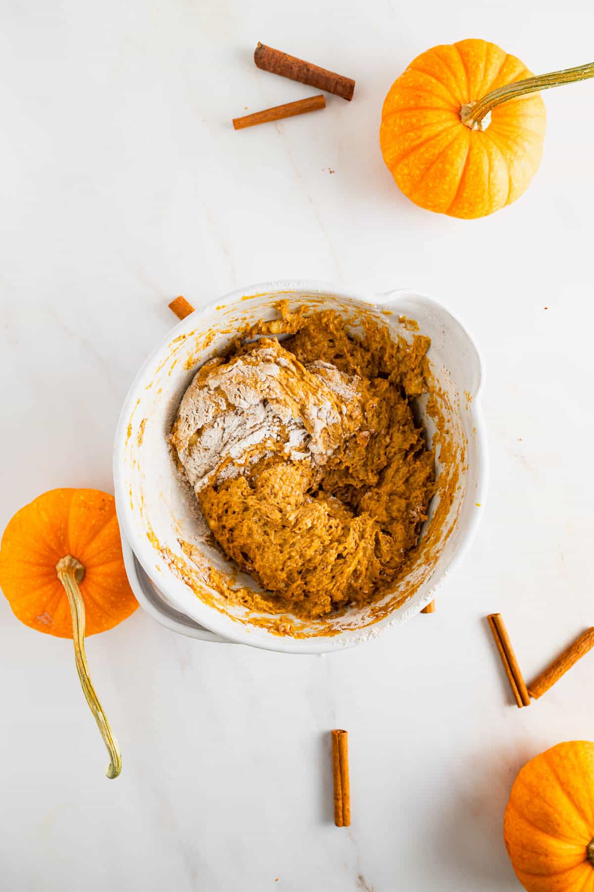Stirring all the ingredients together for the muffins recipe.