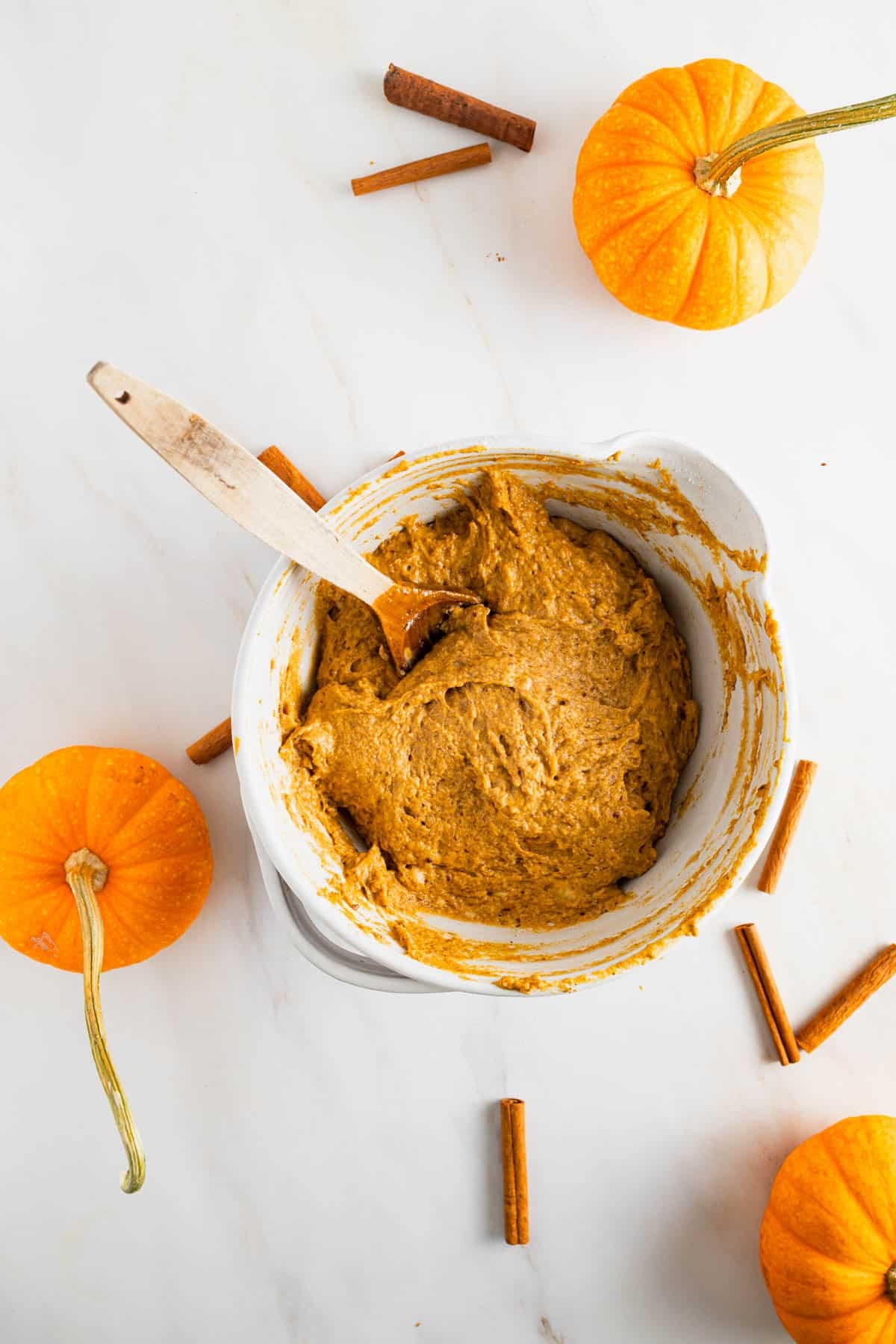 Stirring all the ingredients together for the muffins recipe.