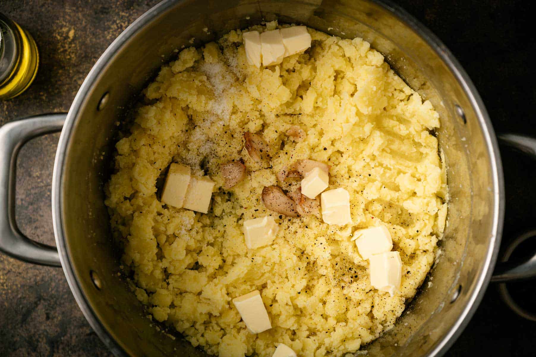 Spices and roasted garlic added to the mashed potatoes.