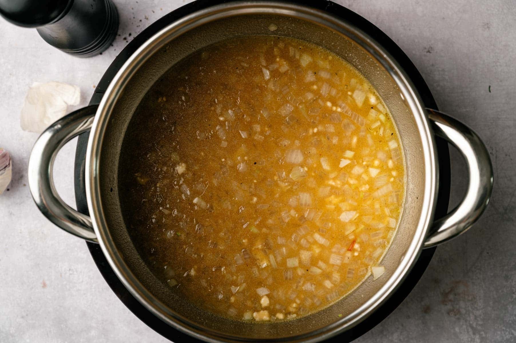 Vegetable broth added to the gravy pot.
